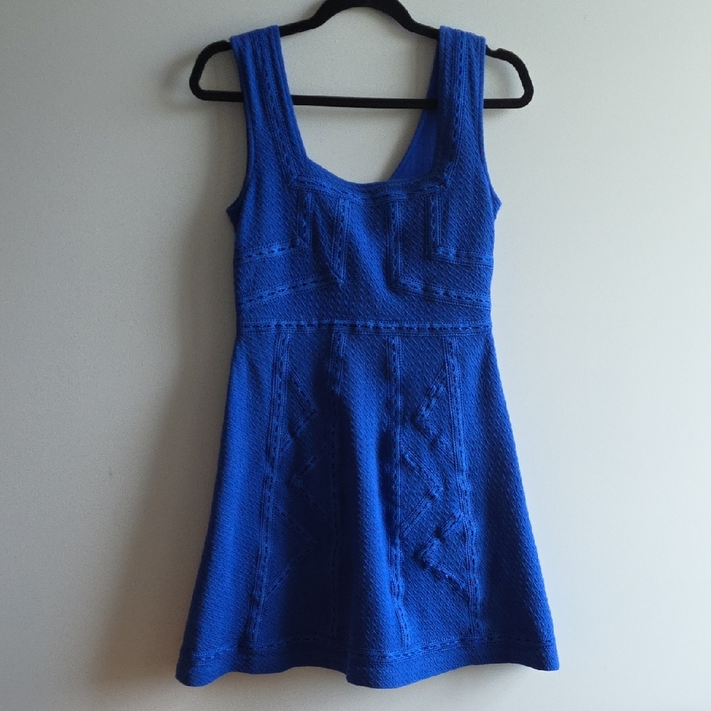 Maeve (Anthropologie) - Blue A-Line Mini Dress Scoop Neck Sleeveless - Size 4
